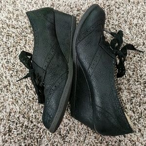 Not Rated Lace-Up Oxford Wedges